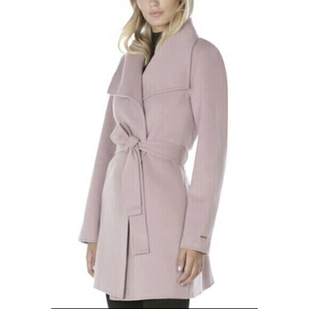 Tahari Tahari Women's Powder Pink Lightweight Wool Wrap Coat Jacket SZ XL A-1